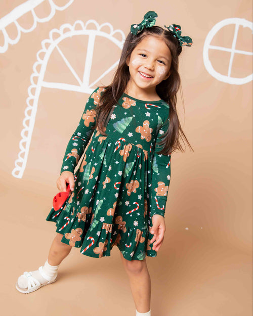 Baby Kids Bamboo Pajamas — Bake it Happen Long Sleeve Dress & Shorts Set — Image 1