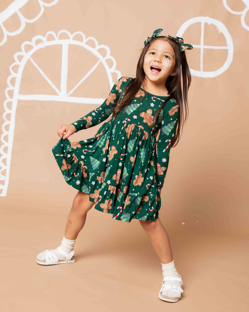Baby Kids Bamboo Pajamas — Bake it Happen Long Sleeve Dress & Shorts Set — Image 5