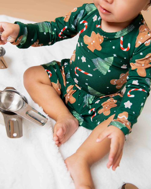 Baby Kids Bamboo Pajamas — Bake it Happen Long Sleeve Ruffle Dress — Image 3
