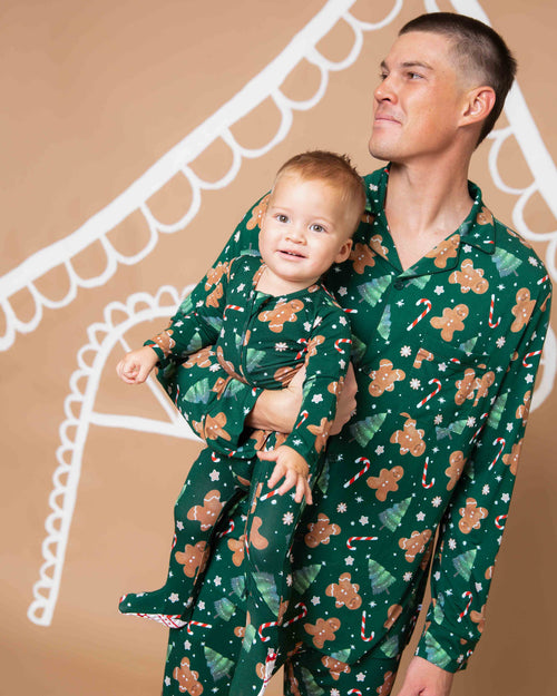Baby Kids Bamboo Pajamas — Bake it Happen Men's Collar Shirt & Pants Set — Image 5