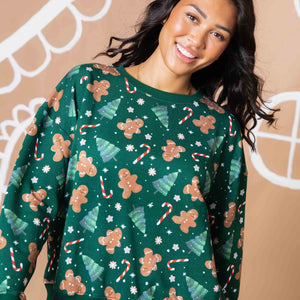 Baby Kids Bamboo Pajamas — Bake it Happen Women's Relaxed Crew Neck Sweatshirt — Image 1