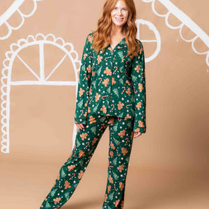 Baby Kids Bamboo Pajamas — Bake it Happen Women's Long Sleeve Collar Shirt & Pants Pajama Set — Image 1