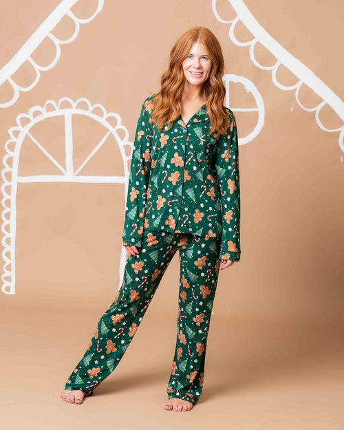 Baby Kids Bamboo Pajamas — Bake it Happen Women's Long Sleeve Collar Shirt & Pants Pajama Set — Image 1