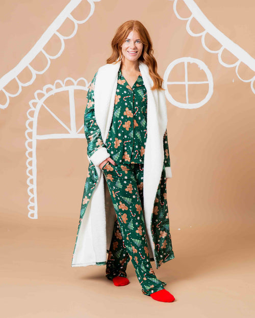 Baby Kids Bamboo Pajamas — Bake it Happen Women's Long Sleeve Collar Shirt & Pants Pajama Set — Image 9