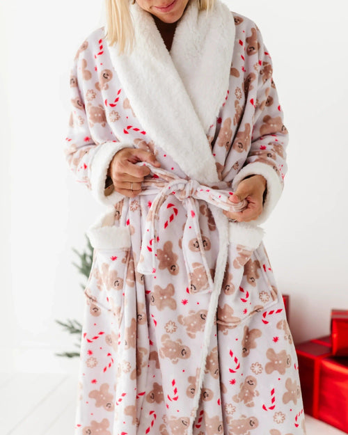 Baby Kids Bamboo Pajamas — Baking Spirits Bright Adult Plush Robe — Image 4