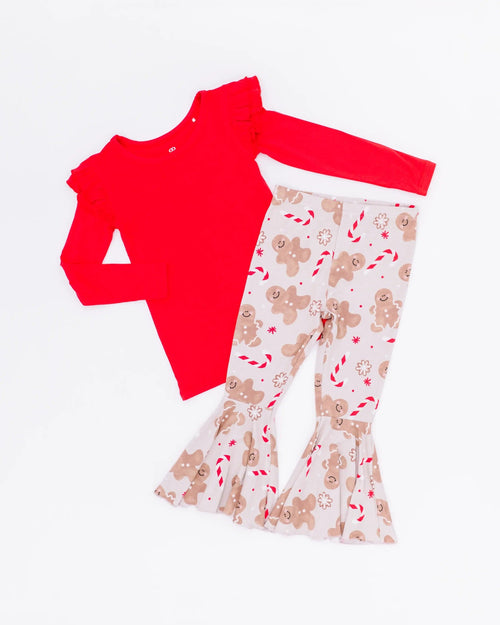 Baby Kids Bamboo Pajamas — Baking Spirits Bright Top & Bell Bottoms Set — Image 3