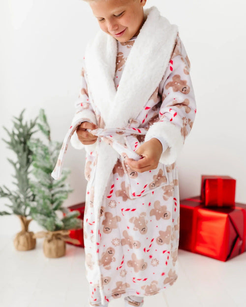 Baby Kids Bamboo Pajamas — Baking Spirits Bright Kids Plush Robe — Image 11
