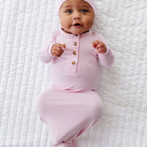 Bums & Roses - Baby & Kids Bamboo Pajamas - Ballet Knotted Gown & Beanie Set - Image 1