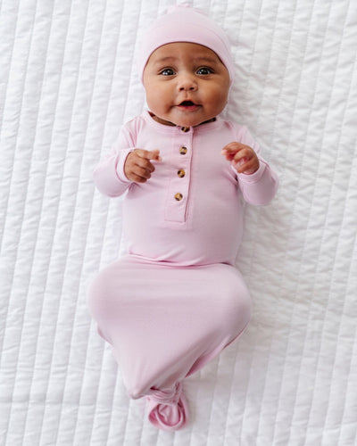 Bums & Roses - Baby & Kids Bamboo Pajamas - Ballet Knotted Gown & Beanie Set - Image 1