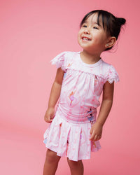 Baby Kids Bamboo Pajamas — Barbie™ Ballet Cap Sleeve Bodysuit — Image 1