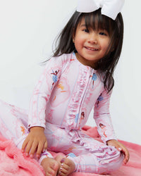 Baby Kids Bamboo Pajamas — Barbie™ Ballet Convertible Ruffle Romper — Image 1