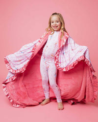 Baby Kids Bamboo Pajamas — Barbie™ Ballet Ruffled Minky Blanket — Image 1
