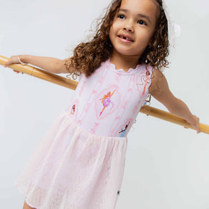 Baby Kids Bamboo Pajamas — Barbie™ Ballet Scalloped Sleeveless Tulle Dress — Image 1