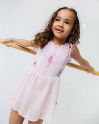 Baby Kids Bamboo Pajamas — Barbie™ Ballet Scalloped Sleeveless Tulle Dress — Image 1