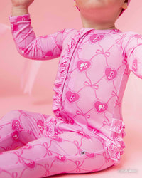 Baby Kids Bamboo Pajamas — Barbie™ Bowtique Convertible Ruffle Romper — Image 1
