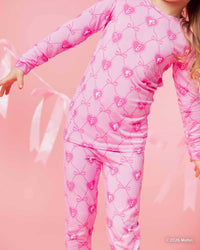 Baby Kids Bamboo Pajamas — Barbie™ Bowtique Long Sleeve Pajama Set — Image 1