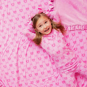 Baby Kids Bamboo Pajamas — Barbie™ Bowtique Ruffled Minky Blanket — Image 1