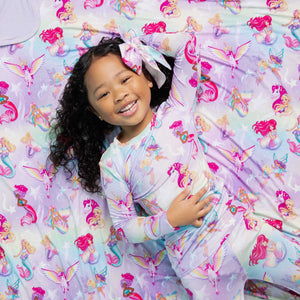 Baby Kids Bamboo Pajamas — Barbie™ Fantasy Bum Bum Blanket — Image 1