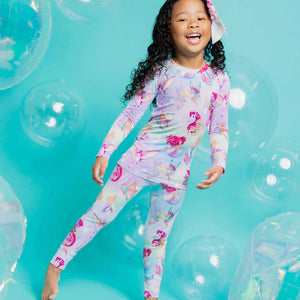 Baby Kids Bamboo Pajamas — Barbie™ Fantasy Long Sleeve Pajama Set — Image 1