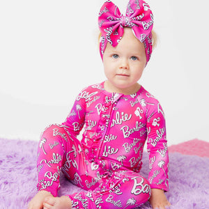 Baby Kids Bamboo Pajamas — Barbie™ Iconic Convertible Ruffle Romper — Image 1
