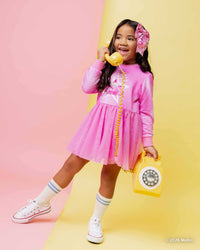 Baby Kids Bamboo Pajamas — Barbie™ Star Power Long Sleeve Sweatshirt Tulle Dress — Image 1