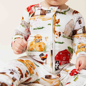 Baby Kids Bamboo Pajamas — Barn to Be Wild Convertible Romper — Image 1