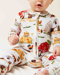 Baby Kids Bamboo Pajamas — Barn to Be Wild Convertible Romper — Image 1