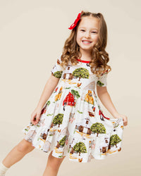 Baby Kids Bamboo Pajamas — Barn to Be Wild Short Sleeve Dress & Shorts Set — Image 1