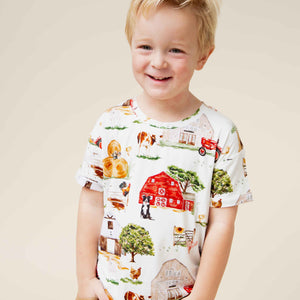 Baby Kids Bamboo Pajamas — Barn to Be Wild T-Shirt — Image 1