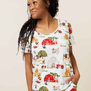 Baby Kids Bamboo Pajamas — Barn to Be Wild Women's Short Sleeve T-Shirt — Image 1