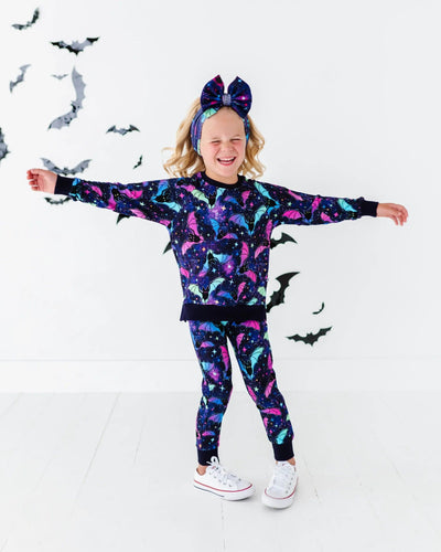 Baby Kids Bamboo Pajamas — Bat Attitude Jogger Set — Image 1