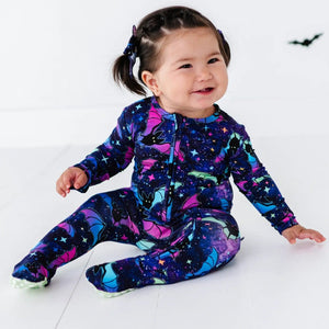 Bums & Roses - Baby & Kids Bamboo Pajamas - Bat Attitude Footie - Image 1