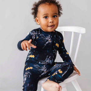 Baby Kids Bamboo Pajamas — BATMAN™ Caped Crusader Convertible Romper — Image 1