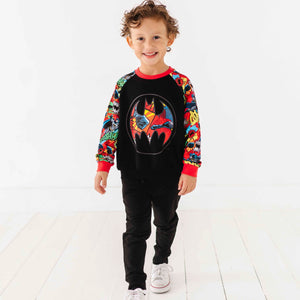 Bums & Roses - Baby & Kids Bamboo Pajamas - BATMAN DC Comics™ Crew Neck Sweatshirt - Red - Image 1