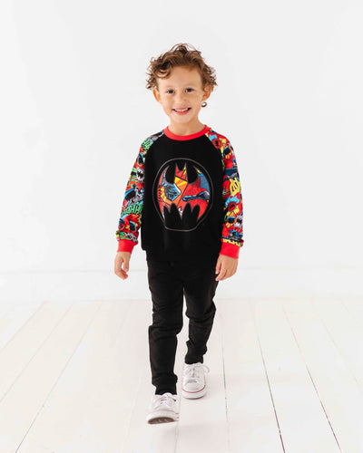 Bums & Roses - Baby & Kids Bamboo Pajamas - BATMAN DC Comics™ Crew Neck Sweatshirt - Red - Image 1