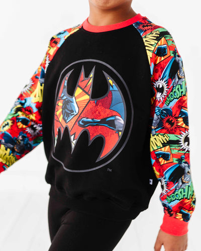 Baby Kids Bamboo Pajamas — BATMAN DC Comics™ Crew Neck Sweatshirt - Red — Image 1