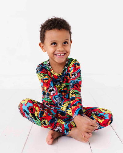 Bums & Roses - Baby & Kids Bamboo Pajamas - BATMAN DC Comics™ Two-Piece Pajama Set - Red - Image 1