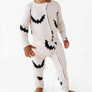 Bums & Roses - Baby & Kids Bamboo Pajamas - Bats How I Roll Convertible Romper - Image 1