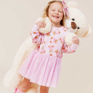Baby Kids Bamboo Pajamas — Beary Special Long Sleeve Sweatshirt Tulle Dress — Image 1