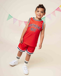 Baby Kids Bamboo Pajamas — Birthday Boy Jersey Top With Shorts — Image 1