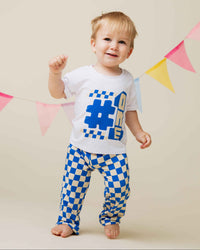 Baby Kids Bamboo Pajamas — "One" Tee & Checkered Pants Set — Image 1