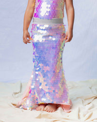 Baby Kids Bamboo Pajamas — Pink Sparkle Sequin Mermaid Skirt — Image 1