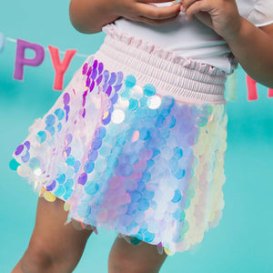 Baby Kids Bamboo Pajamas — Pink Sparkle Sequin Skirt — Image 1