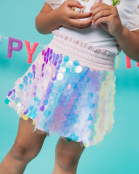Baby Kids Bamboo Pajamas — Pink Sparkle Sequin Skirt — Image 1