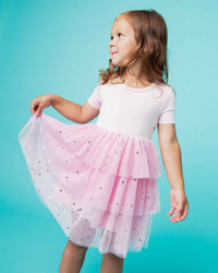 Baby Kids Bamboo Pajamas — Pink Twinkle Tulle Dress — Image 1