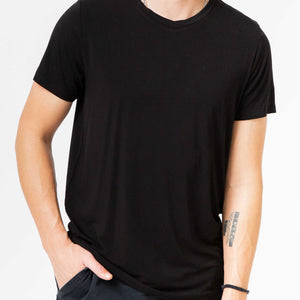 Baby Kids Bamboo Pajamas — Black Men's Short Sleeve T-Shirt — Image 1