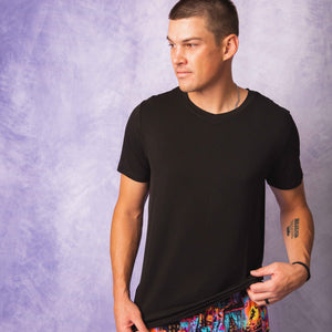 Baby Kids Bamboo Pajamas — Black Men's Short Sleeve T-Shirt — Image 1