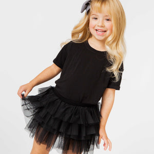 Baby Kids Bamboo Pajamas — Black Tulle Skort — Image 1