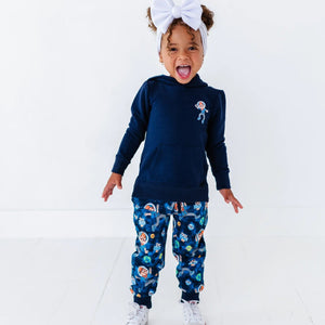 Baby Kids Bamboo Pajamas — Blippi™ in Space Hooded Jogger Set — Image 1