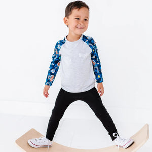 Baby Kids Bamboo Pajamas — Blippi™ in Space Long Sleeve Raglan T-Shirt — Image 1